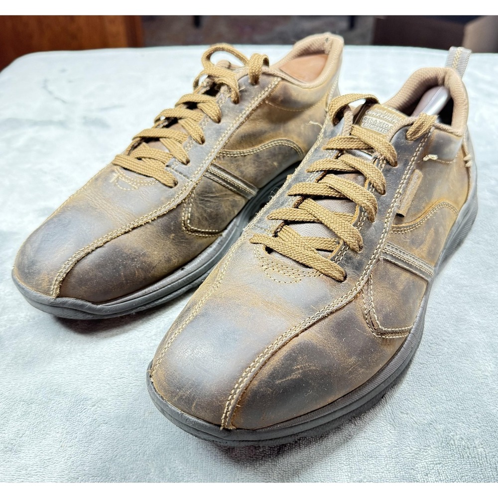 Skechers Shoes Mens 11 Brown Leather Relaxed Fit Casual Memory Foam SN‎ 64224